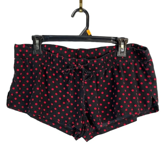 5/$25 LA SENZA Polka Dot Pajama Shorts Black Red Elastic Drawstring Mid Rise L - Picture 11 of 11